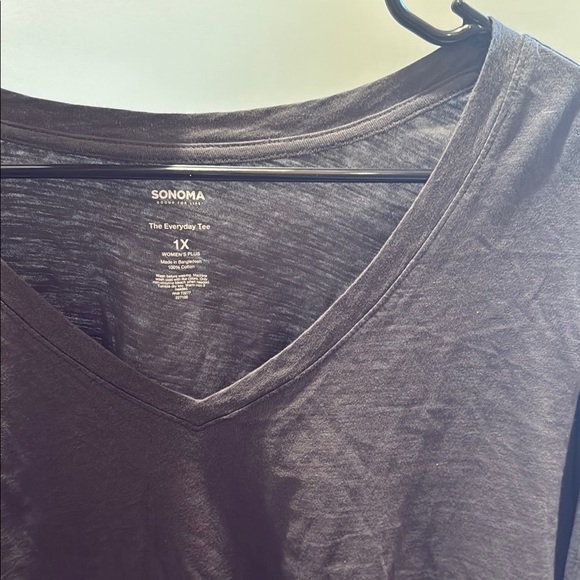 Sonoma 1X The Everyday Tee Grey Women's Black Long Sleeve Top - Picture 5 of 5